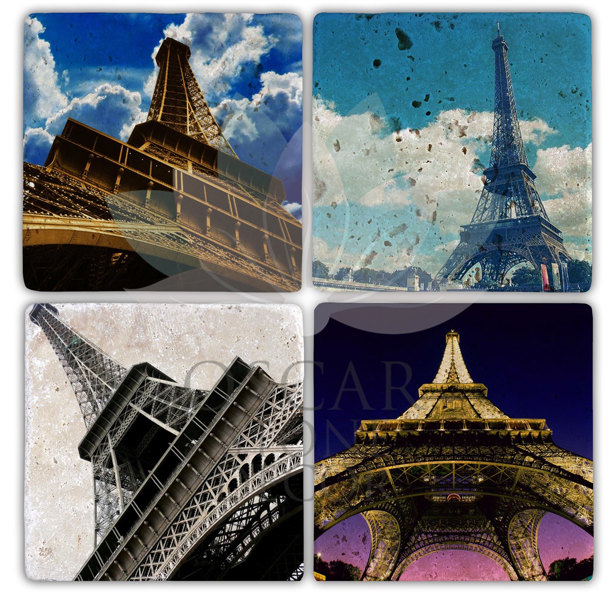 OSCAR STONE DECOR EİFFEL 4'lü DOĞALTAŞ BARDAK ALTLIĞI / BA094 (COASTER)