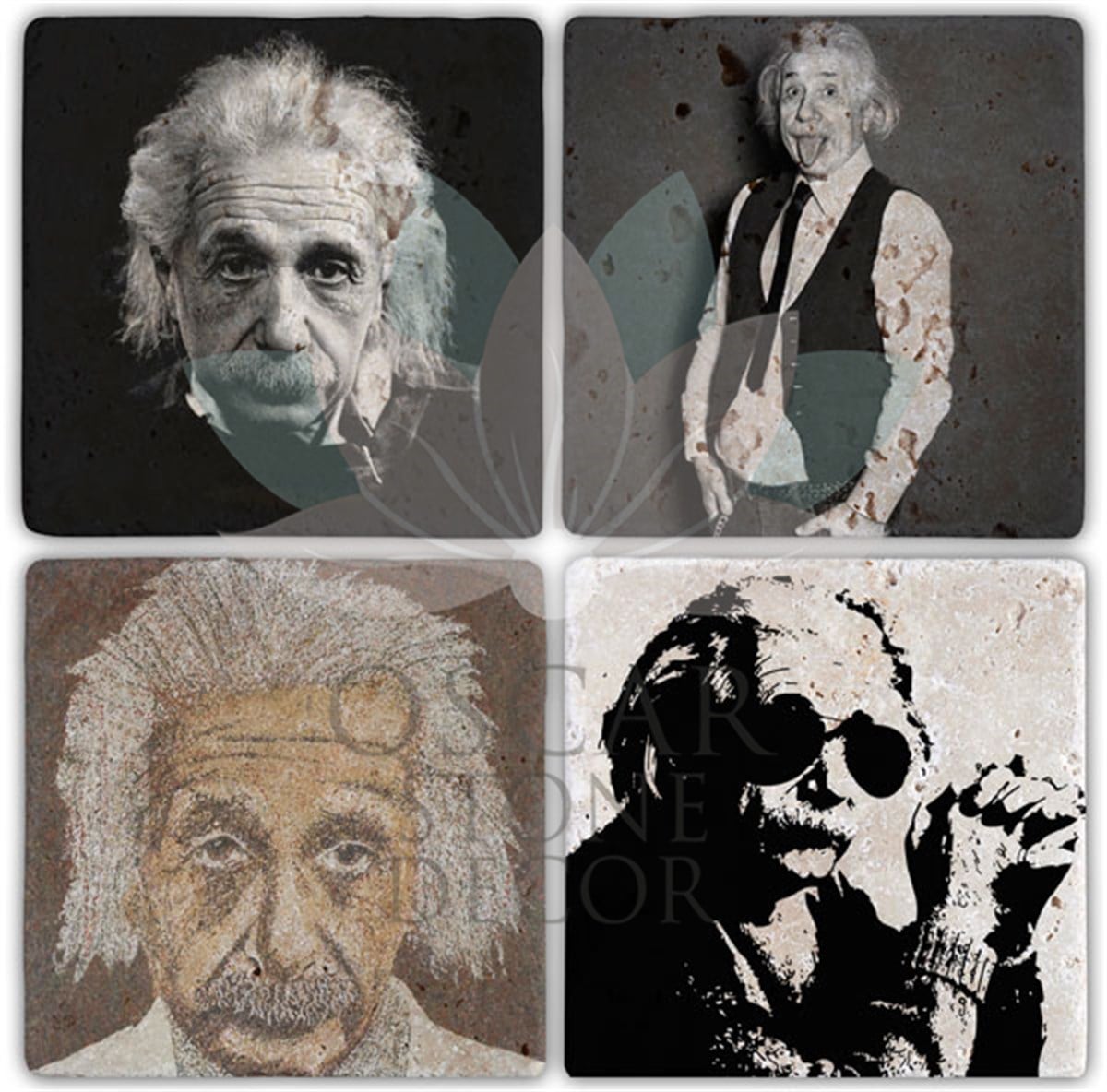 OSCAR STONE DECOR EİNSTEİN 4'lü DOĞALTAŞ BARDAK ALTLIĞI / BA068 (COASTER)