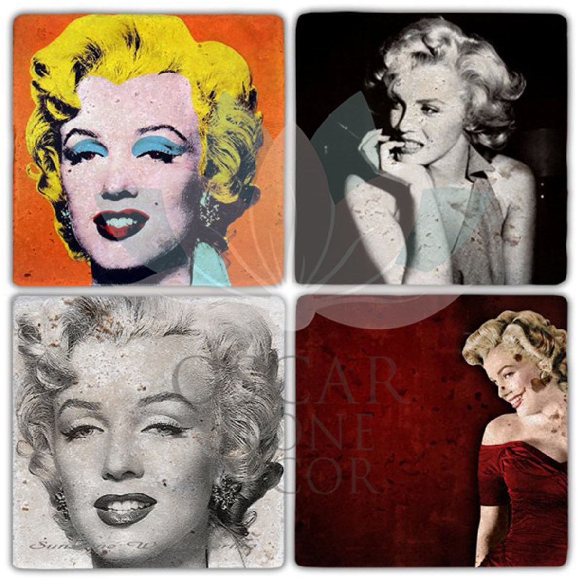 OSCAR STONE DECOR FACE OF MARLYN 4'lü DOĞALTAŞ BARDAK ALTLIĞI / BA339 (COASTER)