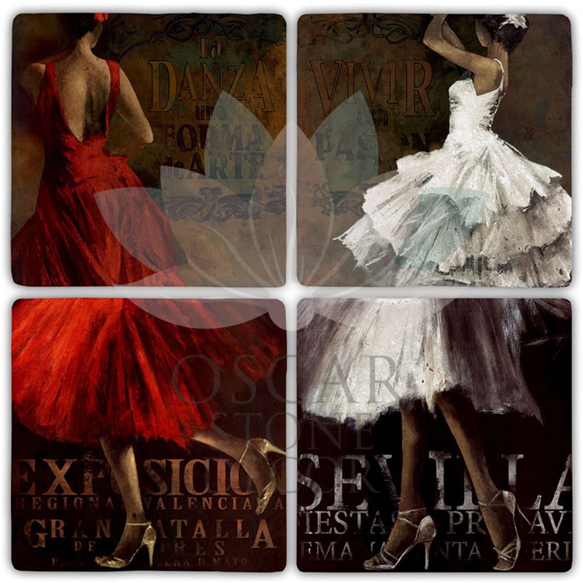 OSCAR STONE DECOR FLEMENKO 4'lü DOĞALTAŞ BARDAK ALTLIĞI / BA434 (COASTER)