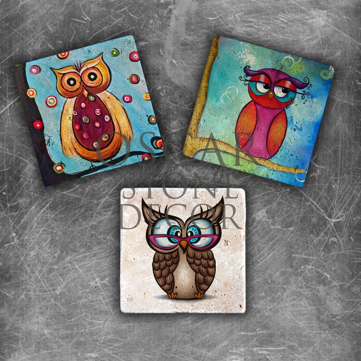 OSCAR STONE DECOR FOLLOW OWLS DOĞALTAŞ MAGNET SETİ / MG-132