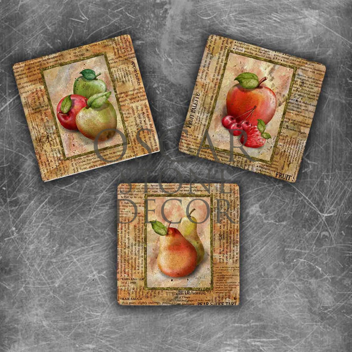 OSCAR STONE DECOR FRUITS DOĞALTAŞ MAGNET SETİ / MG-046