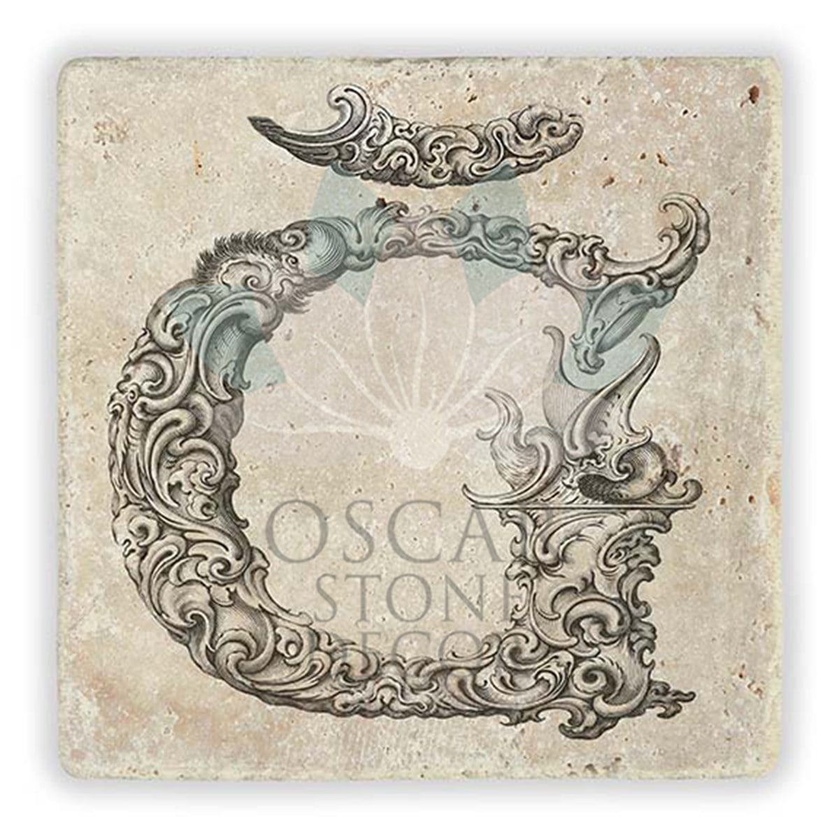 OSCAR STONE DECOR Ğ HARFİ TEKLİ DOĞALTAŞ BARDAK ALTLIĞI / BA-Ğ1 (COASTER)