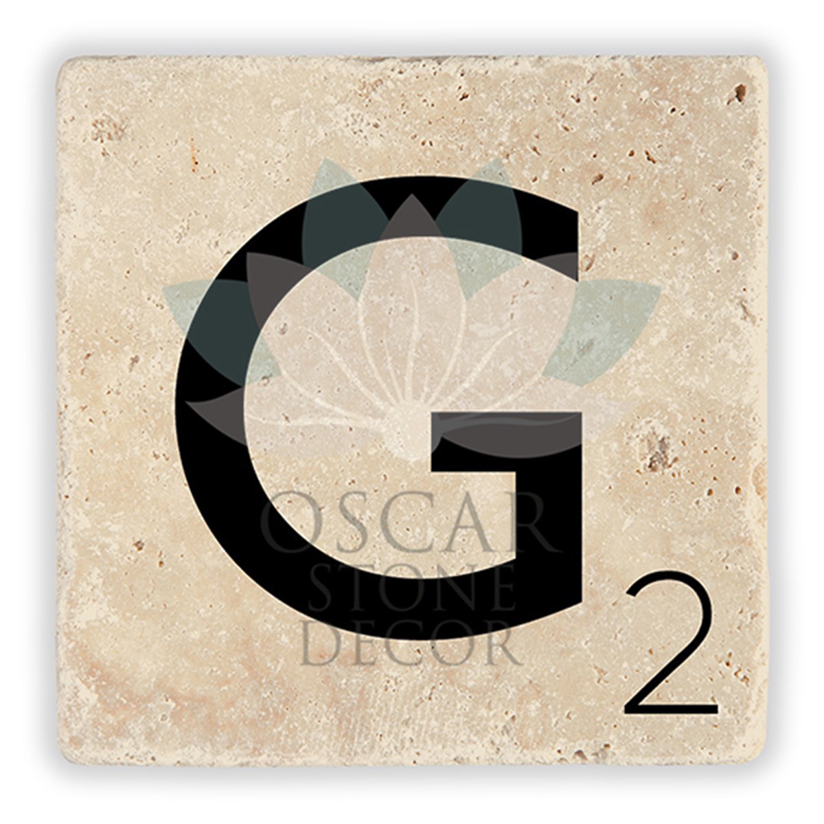 OSCAR STONE DECOR G HARFİ TEKLİ DOĞALTAŞ BARDAK ALTLIĞI / BA-G2 (COASTER)