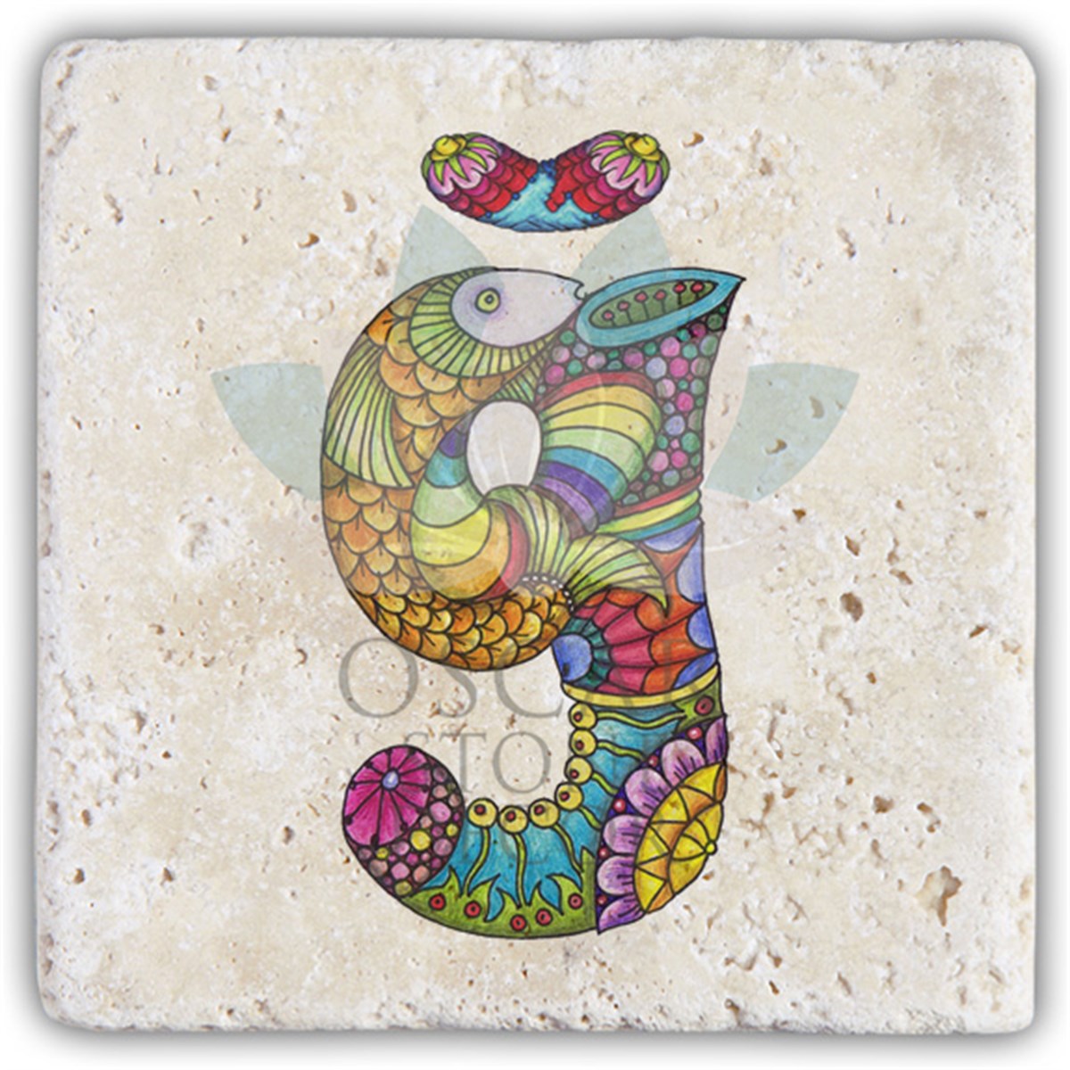 OSCAR STONE DECOR Ğ HARFİ TEKLİ DOĞALTAŞ BARDAK ALTLIĞI / BA-Ğ5 (COASTER)