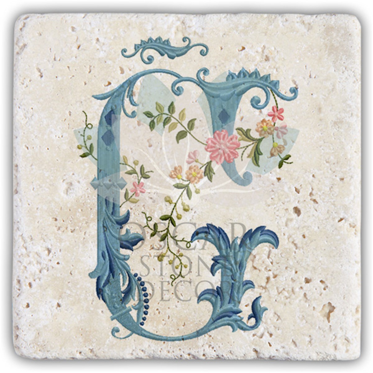 OSCAR STONE DECOR Ğ HARFİ TEKLİ DOĞALTAŞ BARDAK ALTLIĞI / BA-Ğ4 (COASTER)