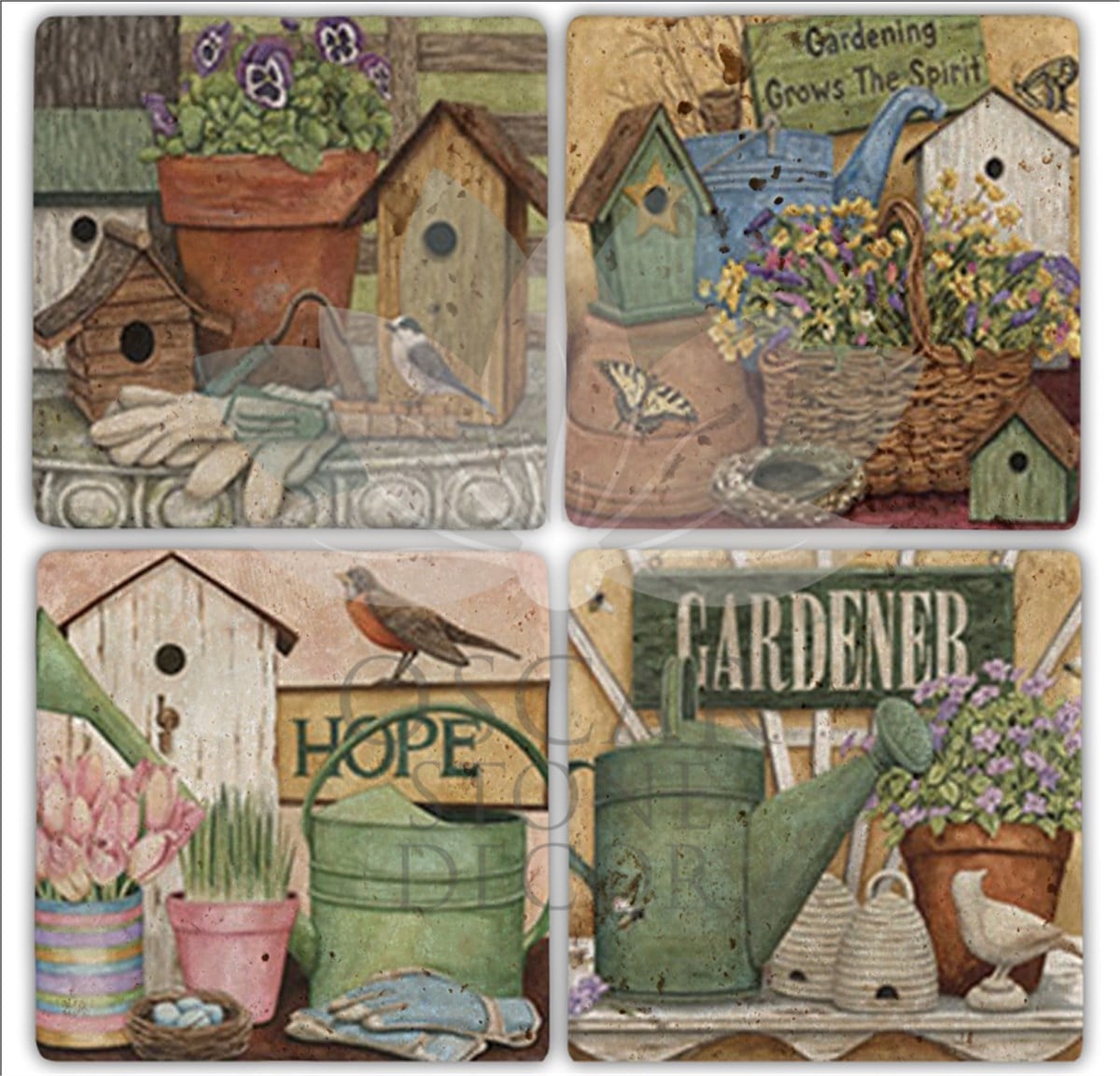 OSCAR STONE DECOR GARDENER 4'lü DOĞALTAŞ BARDAK ALTLIĞI / BA179 (COASTER)