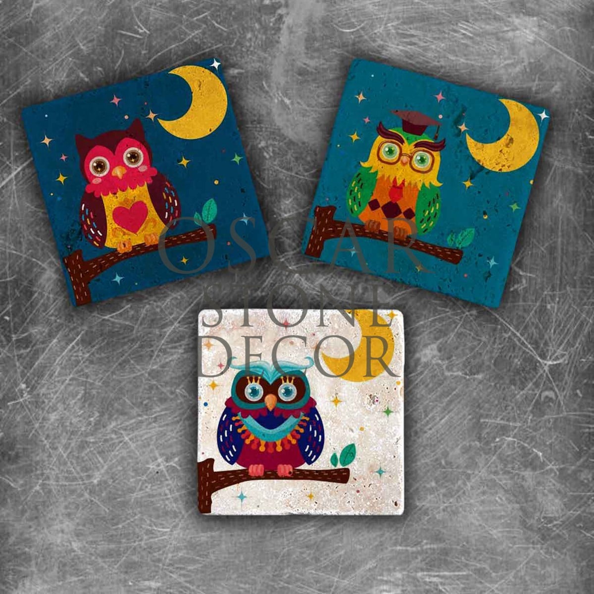 OSCAR STONE DECOR GECE KUŞU DOĞALTAŞ MAGNET SETİ / MG-040
