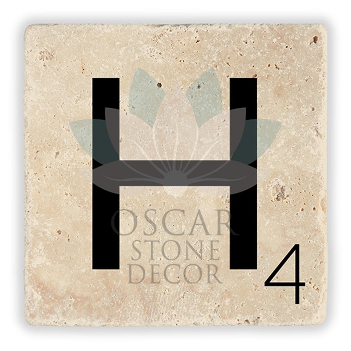 OSCAR STONE DECOR H HARFİ TEKLİ DOĞALTAŞ BARDAK ALTLIĞI / BA-H2 (COASTER)
