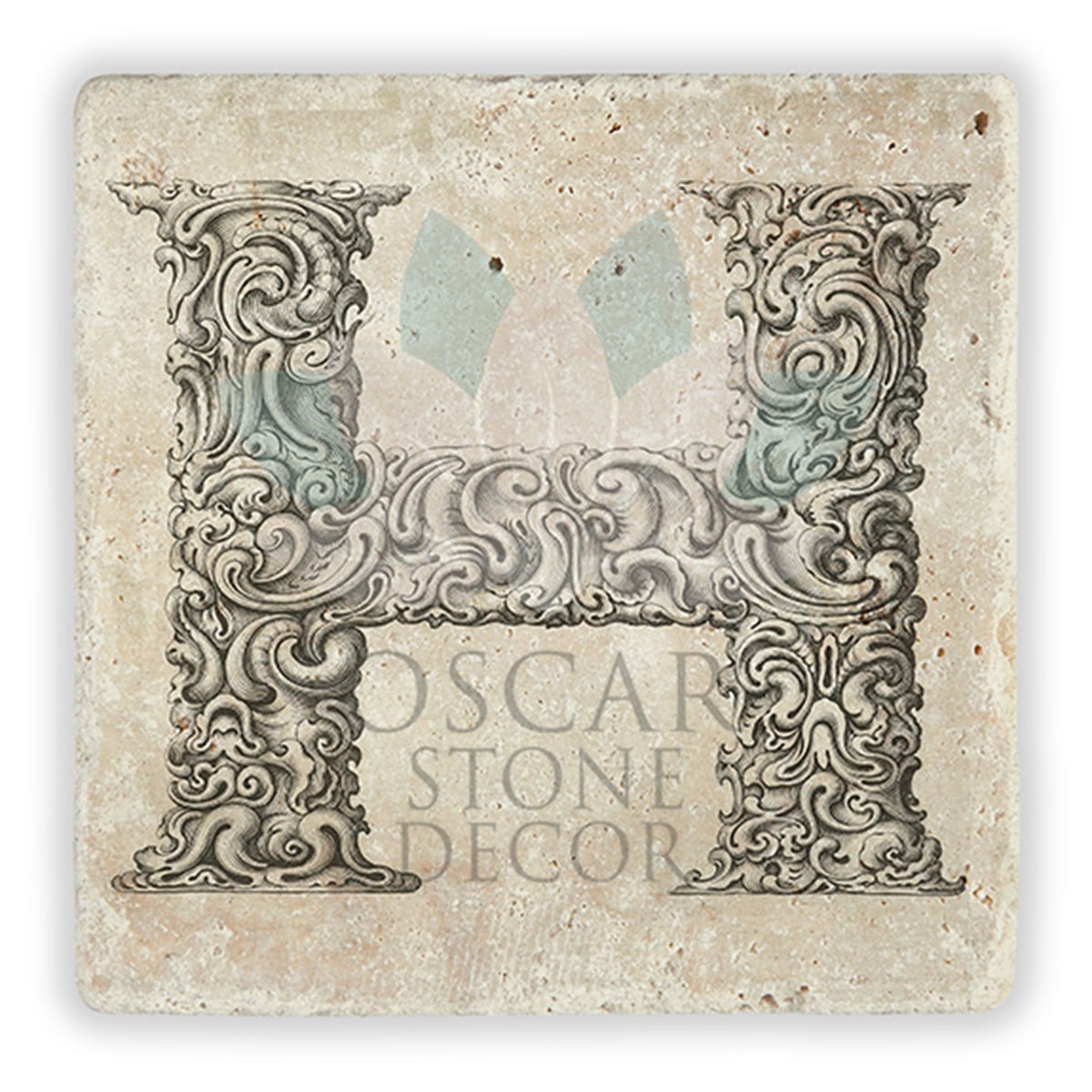 OSCAR STONE DECOR H HARFİ TEKLİ DOĞALTAŞ BARDAK ALTLIĞI / BA-H1 (COASTER)