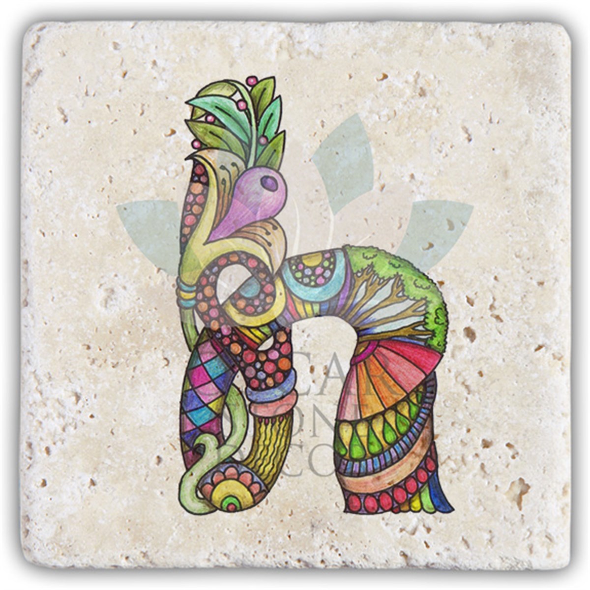 OSCAR STONE DECOR H HARFİ TEKLİ DOĞALTAŞ BARDAK ALTLIĞI / BA-H5 (COASTER)