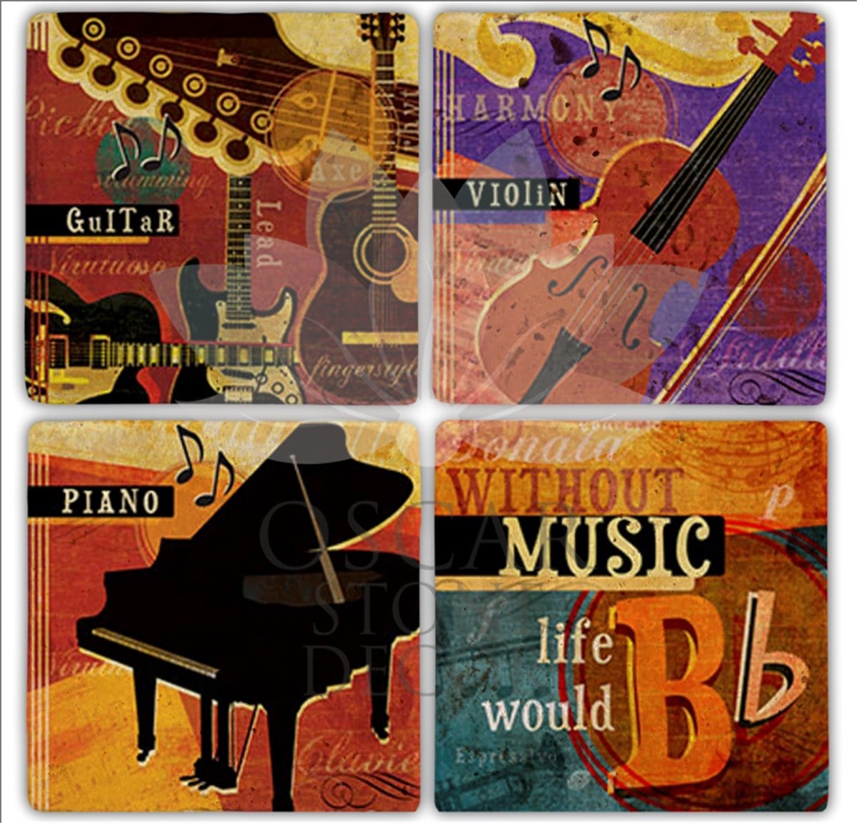 OSCAR STONE DECOR HARMONY 4'lü DOĞALTAŞ BARDAK ALTLIĞI / BA164 (COASTER)