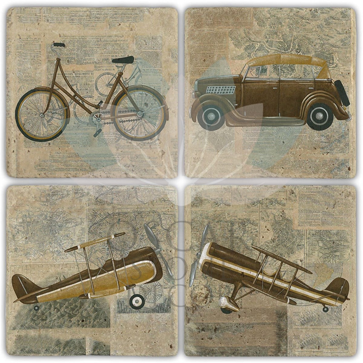 OSCAR STONE DECOR HAVADA KARADA 4'lü DOĞALTAŞ BARDAK ALTLIĞI / BA444 (COASTER)