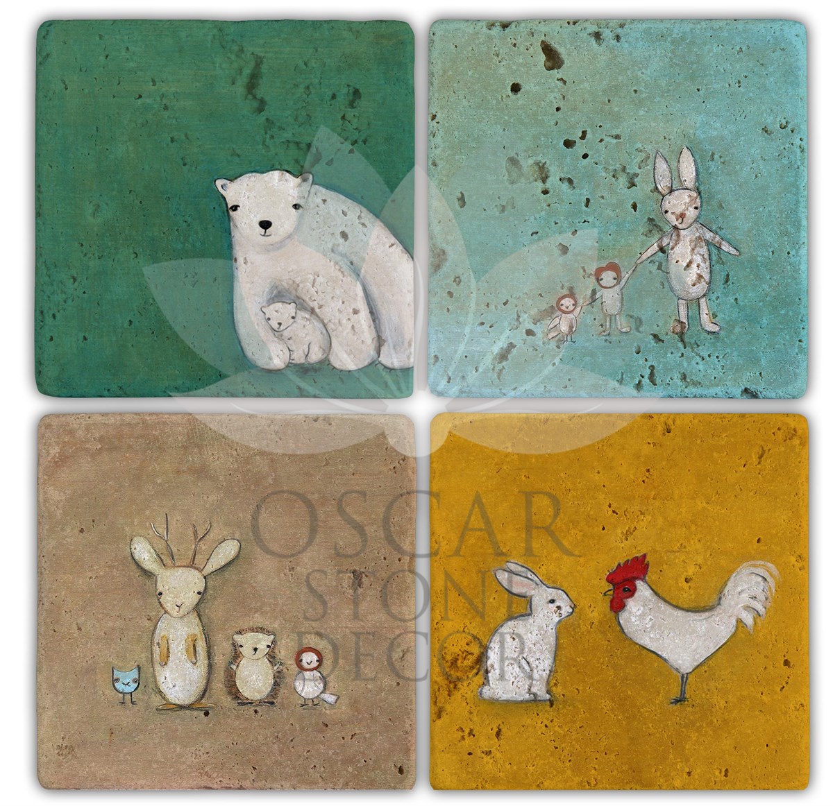 OSCAR STONE DECOR HEBELE 4'lü DOĞALTAŞ BARDAK ALTLIĞI / BA088 (COASTER)