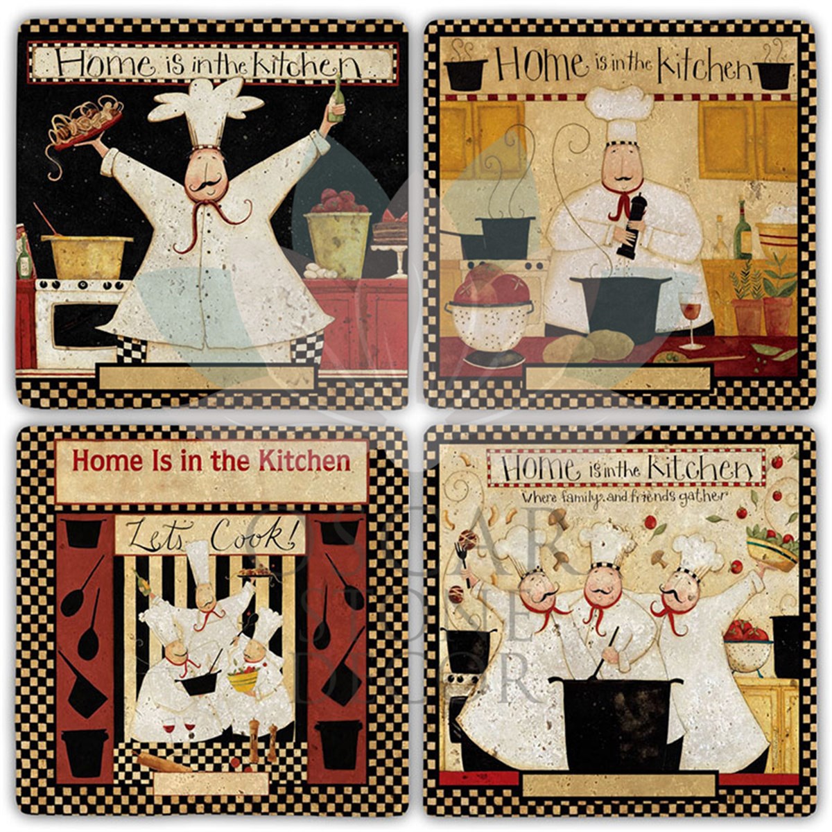 OSCAR STONE DECOR HOME IS IN THE KITCHEN 4'lü DOĞALTAŞ BARDAK ALTLIĞI / BA356 (COASTER)