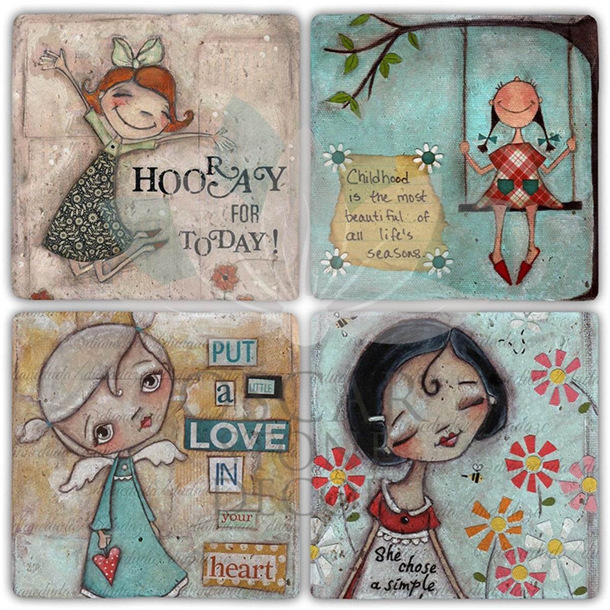 OSCAR STONE DECOR HOORAY 4'lü DOĞALTAŞ BARDAK ALTLIĞI / BA478 (COASTER)