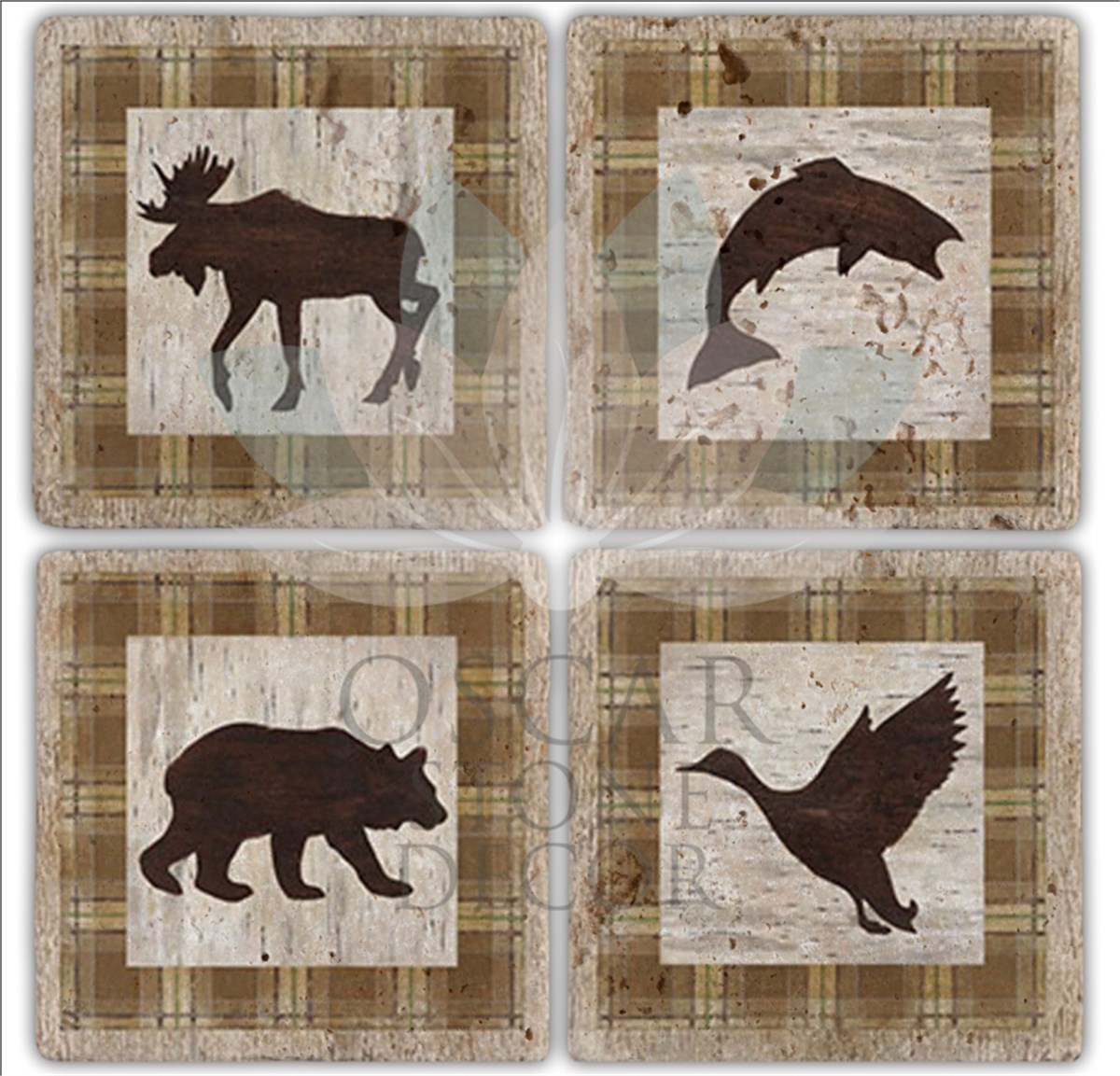 OSCAR STONE DECOR HUNTER 4'lü DOĞALTAŞ BARDAK ALTLIĞI / BA196 (COASTER)