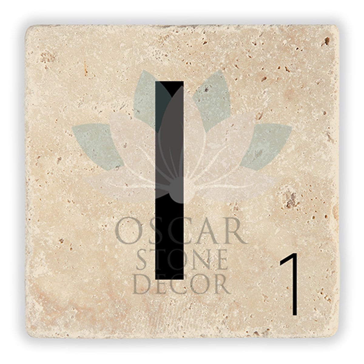 OSCAR STONE DECOR I HARFİ TEKLİ DOĞALTAŞ BARDAK ALTLIĞI / BA-I2 (COASTER)