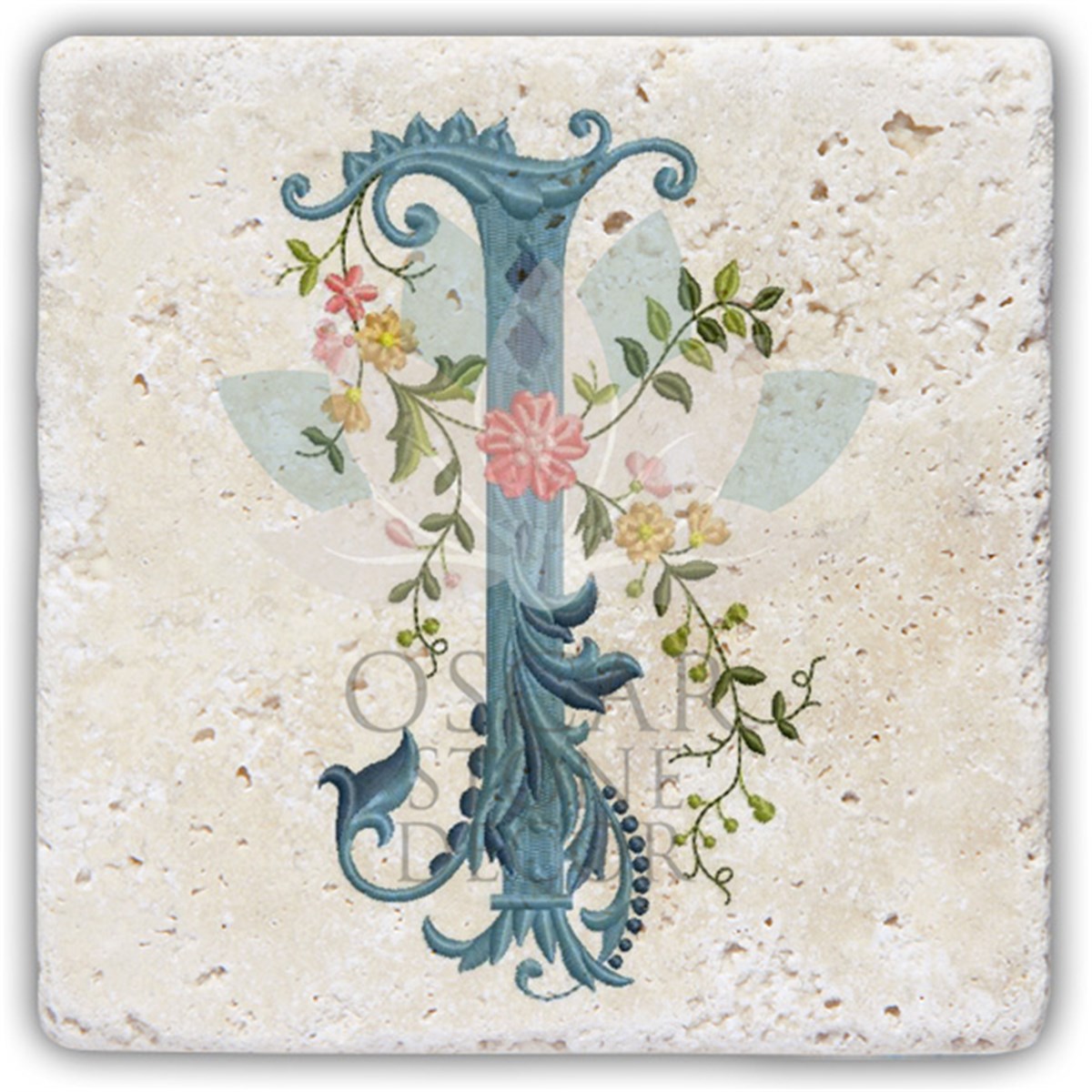 OSCAR STONE DECOR I HARFİ TEKLİ DOĞALTAŞ BARDAK ALTLIĞI / BA-I4 (COASTER)