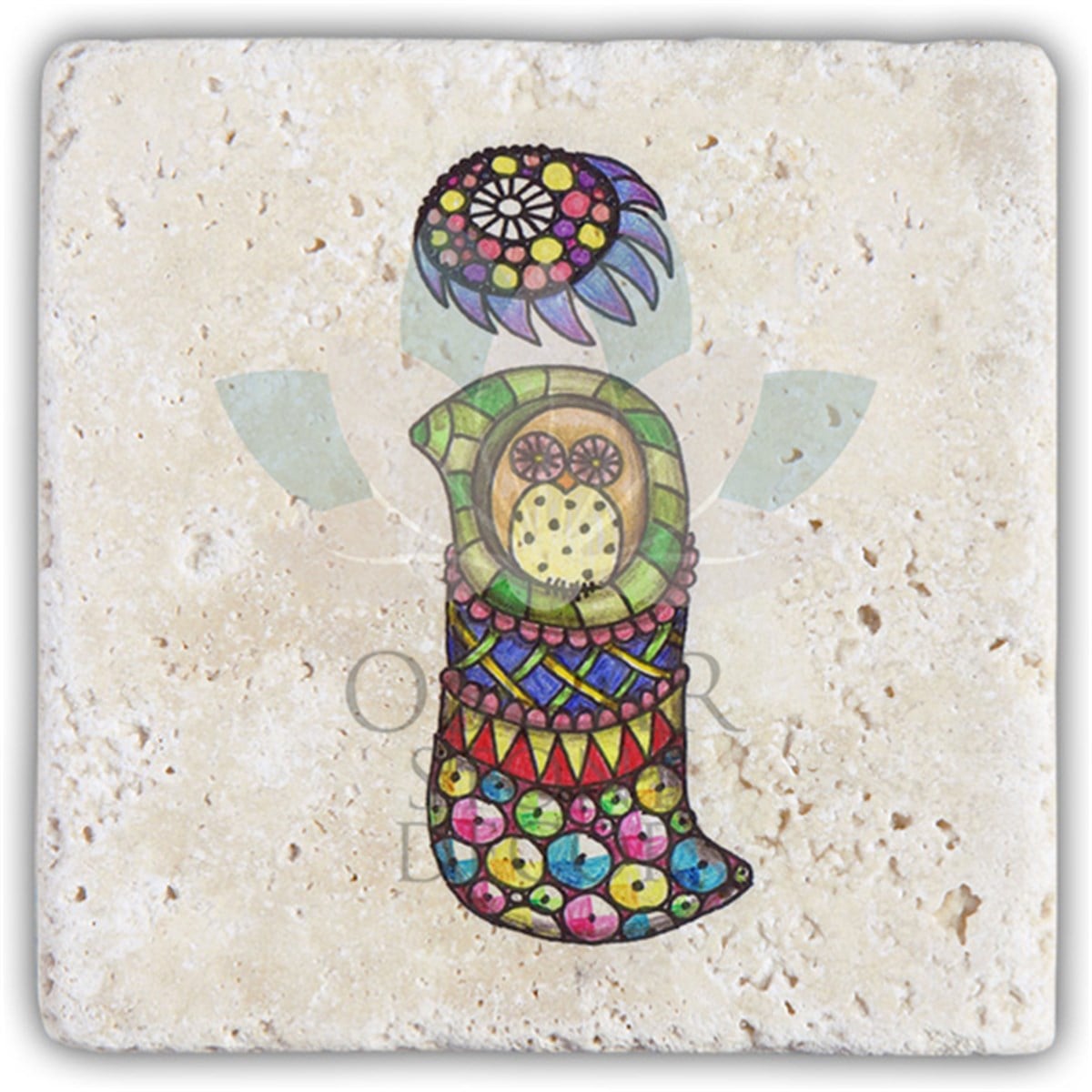 OSCAR STONE DECOR İ HARFİ TEKLİ DOĞALTAŞ BARDAK ALTLIĞI / BA-İ5 (COASTER)