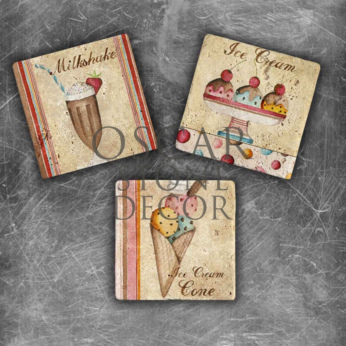 OSCAR STONE DECOR ICE CREAM DOĞALTAŞ MAGNET SETİ / MG-042