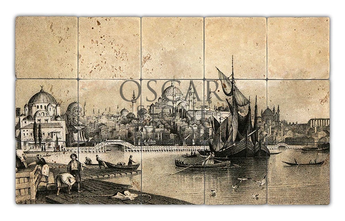 OSCAR STONE DECOR İSTANBUL MANZARASI DOĞALTAŞ TABLO / TT113 (STONE TABLE)