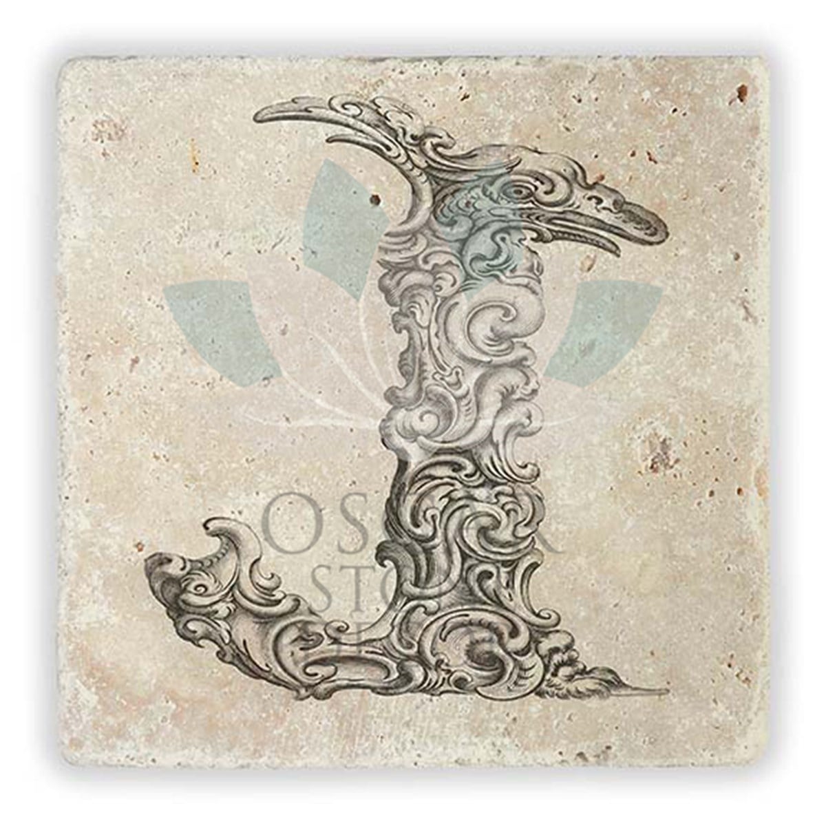 OSCAR STONE DECOR J HARFİ TEKLİ DOĞALTAŞ BARDAK ALTLIĞI / BA-J1 (COASTER)