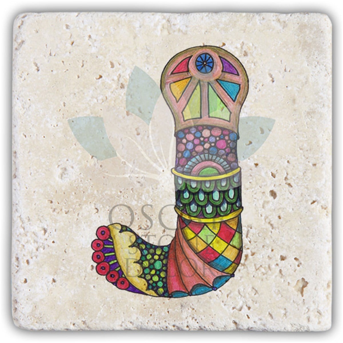 OSCAR STONE DECOR J HARFİ TEKLİ DOĞALTAŞ BARDAK ALTLIĞI / BA-J5 (COASTER)