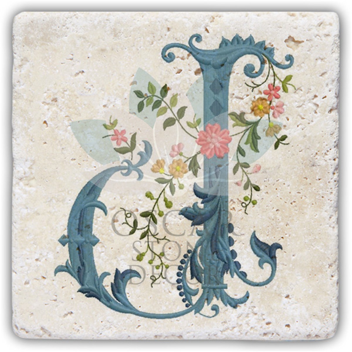 OSCAR STONE DECOR J HARFİ TEKLİ DOĞALTAŞ BARDAK ALTLIĞI / BA-J4 (COASTER)