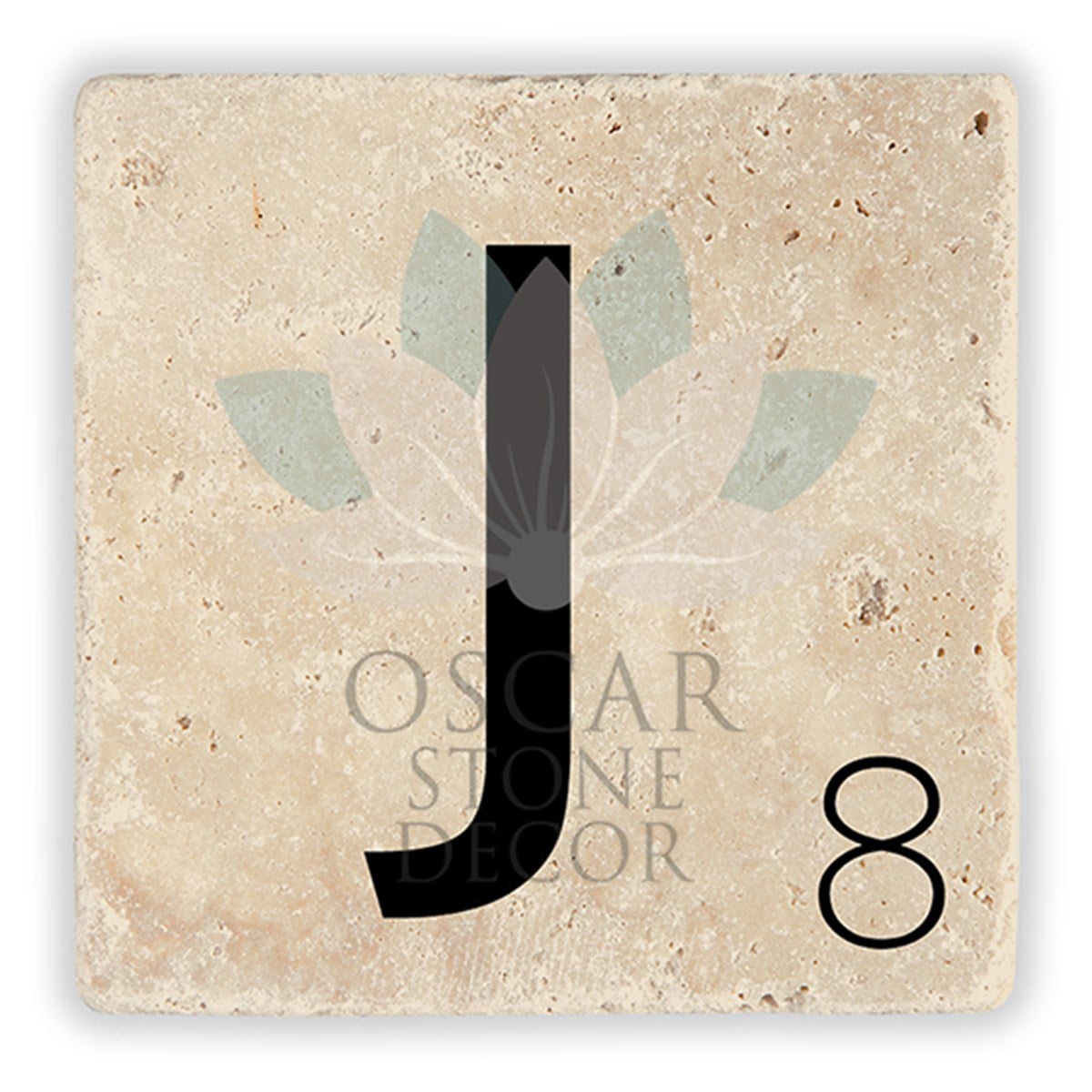 OSCAR STONE DECOR J HARFİ TEKLİ DOĞALTAŞ BARDAK ALTLIĞI / BA-J2 (COASTER)