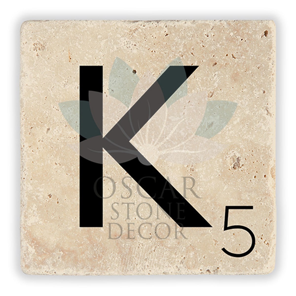 OSCAR STONE DECOR K HARFİ TEKLİ DOĞALTAŞ BARDAK ALTLIĞI / BA-K2 (COASTER)