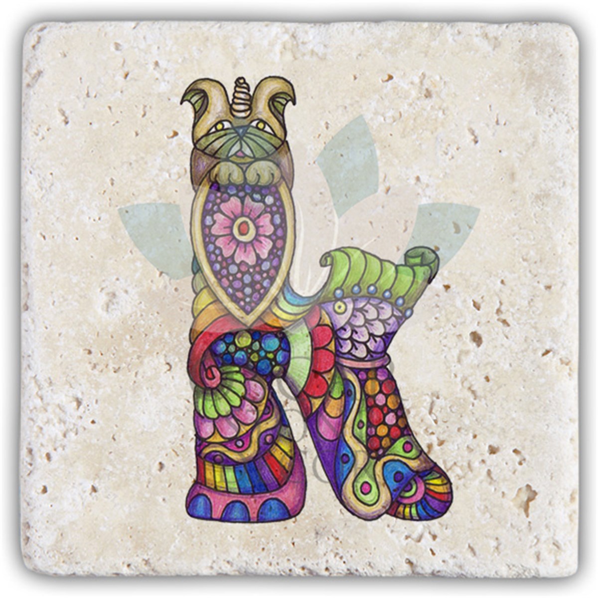 OSCAR STONE DECOR K HARFİ TEKLİ DOĞALTAŞ BARDAK ALTLIĞI / BA-K5 (COASTER)