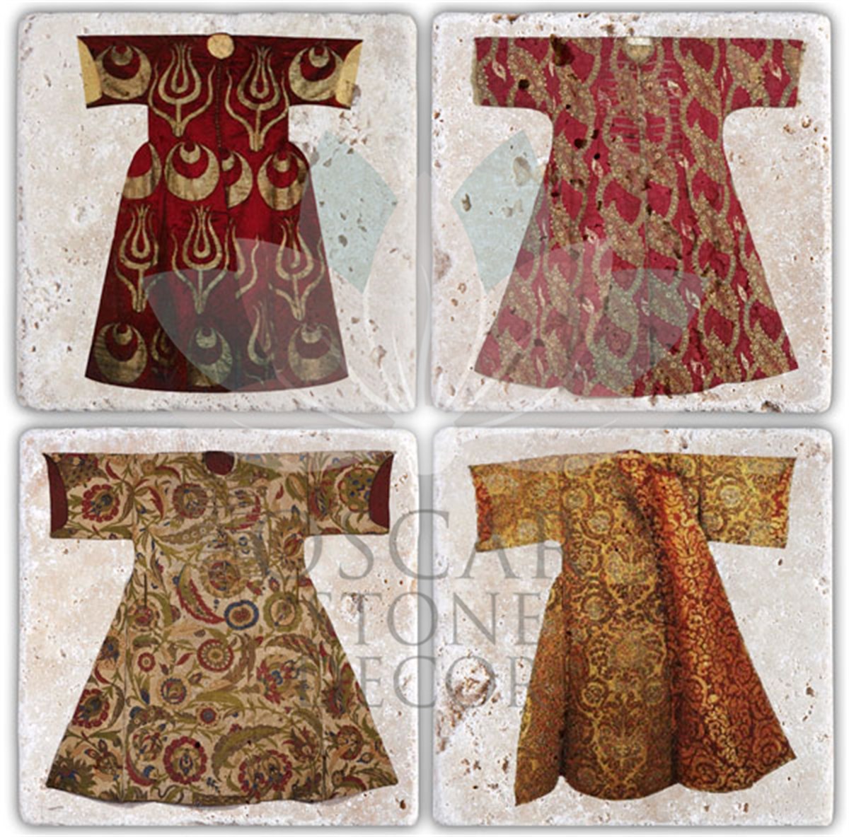 OSCAR STONE DECOR KAFTAN 4'lü DOĞALTAŞ BARDAK ALTLIĞI / BA016 (COASTER)