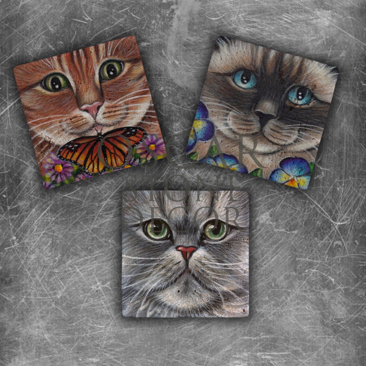 OSCAR STONE DECOR KEDİYÜZÜ DOĞALTAŞ MAGNET SETİ / MG-129