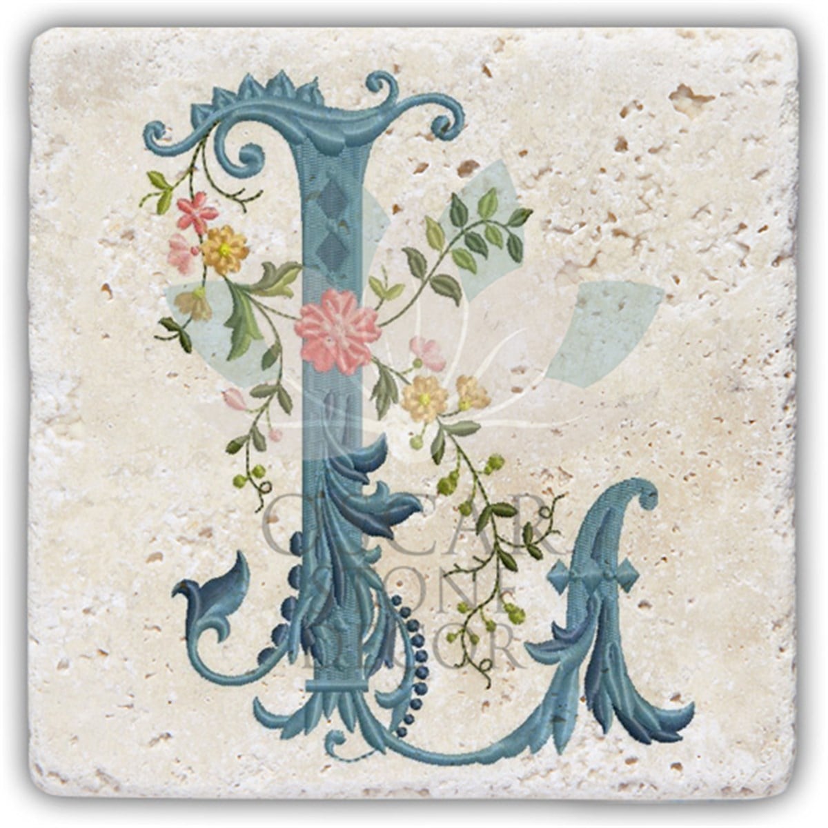 OSCAR STONE DECOR L HARFİ TEKLİ DOĞALTAŞ BARDAK ALTLIĞI / BA-L4 (COASTER)