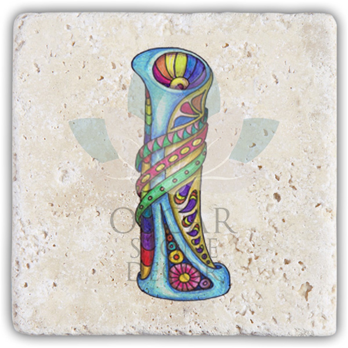 OSCAR STONE DECOR L HARFİ TEKLİ DOĞALTAŞ BARDAK ALTLIĞI / BA-L5 (COASTER)