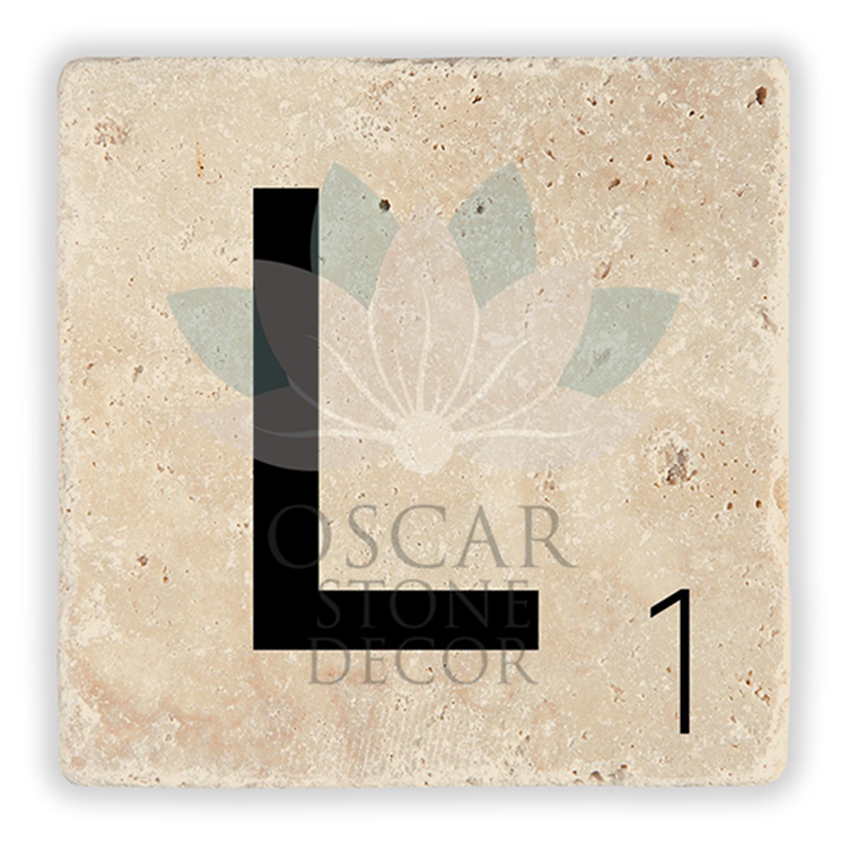 OSCAR STONE DECOR L HARFİ TEKLİ DOĞALTAŞ BARDAK ALTLIĞI / BA-L2 (COASTER)
