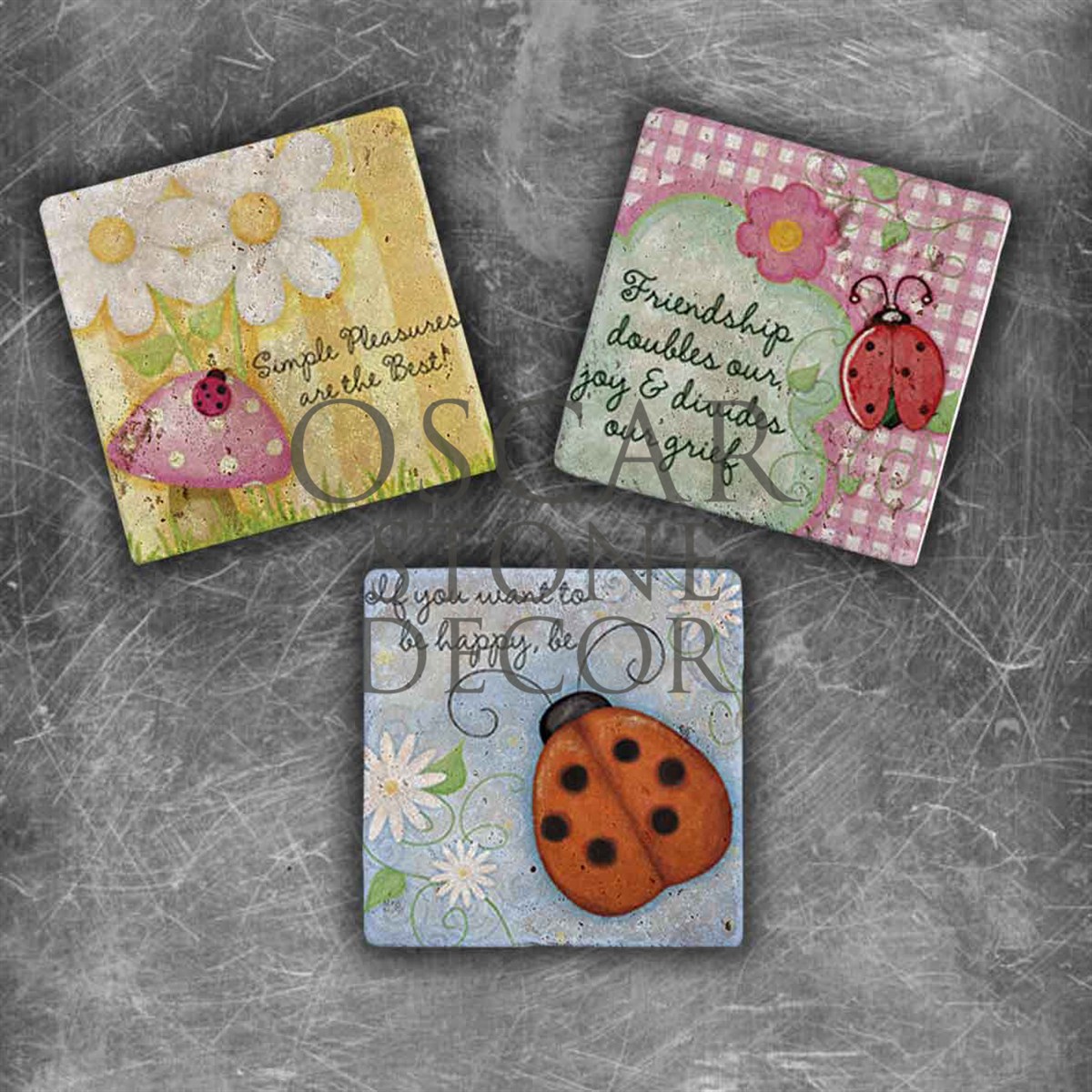 OSCAR STONE DECOR LAYDBUG DOĞALTAŞ MAGNET SETİ / MG-055