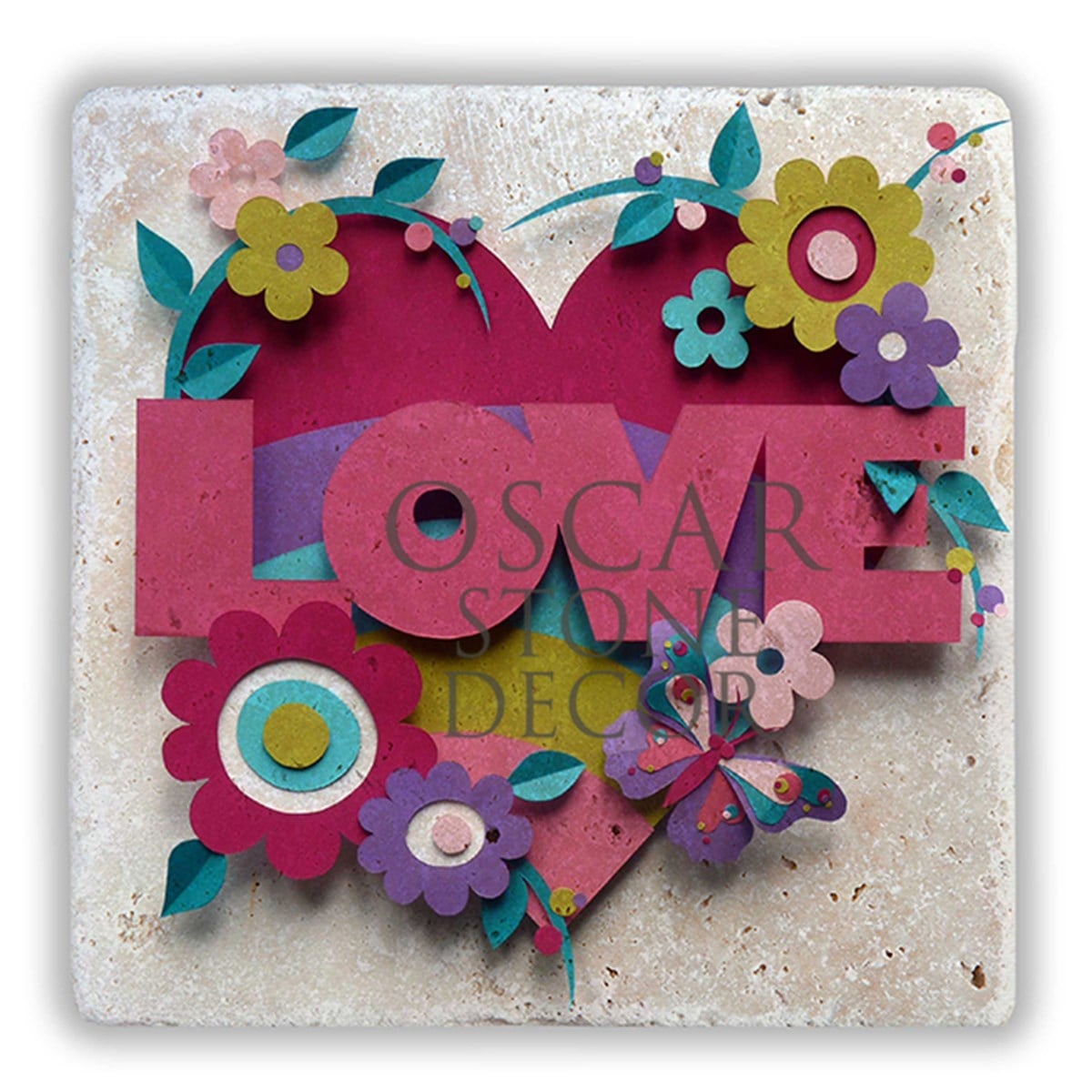 OSCAR STONE DECOR LOVE FLOWERS DOĞALTAŞ DUVAR DEKORU / DD273 (WALL DECOR)
