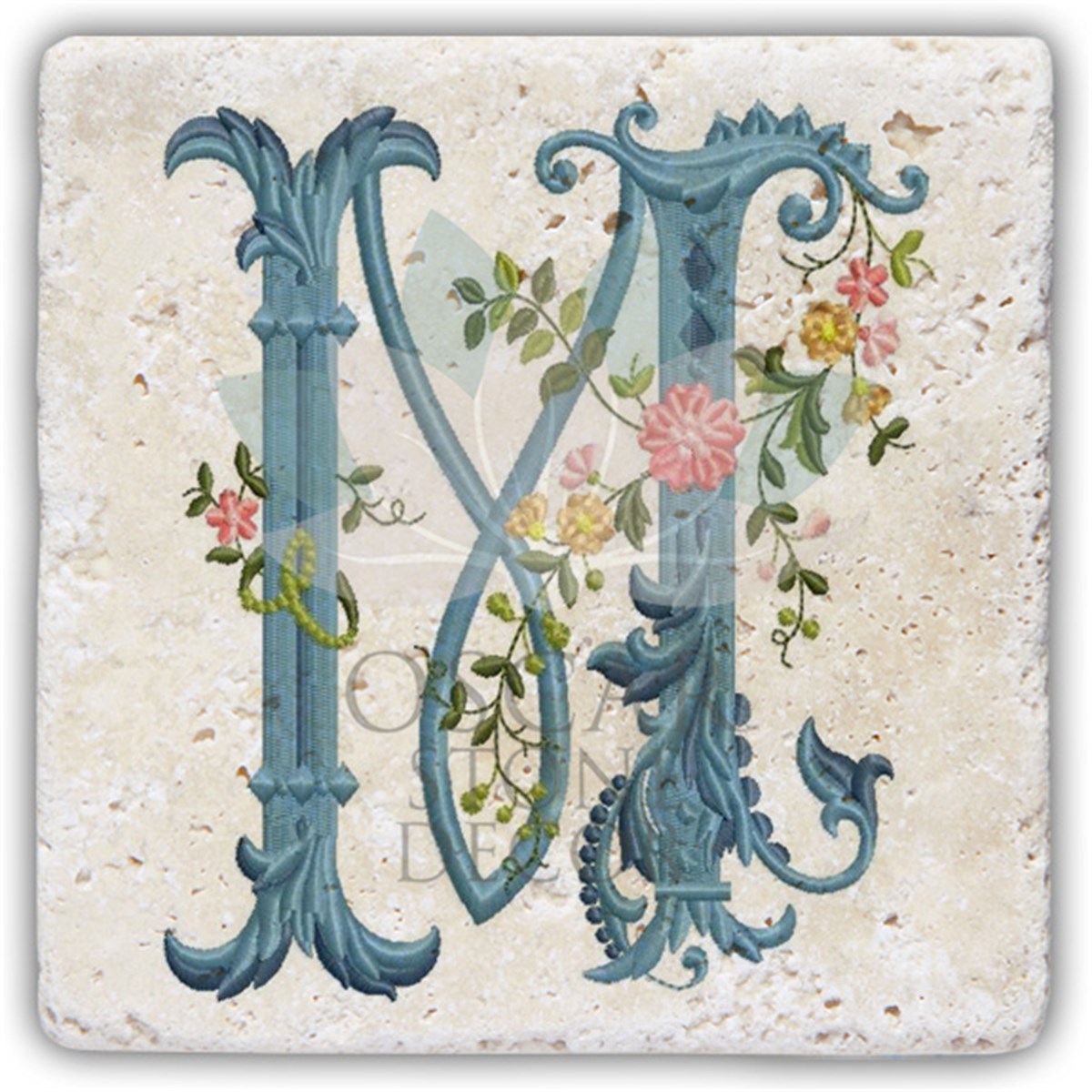 OSCAR STONE DECOR M HARFİ TEKLİ DOĞALTAŞ BARDAK ALTLIĞI / BA-M4 (COASTER)