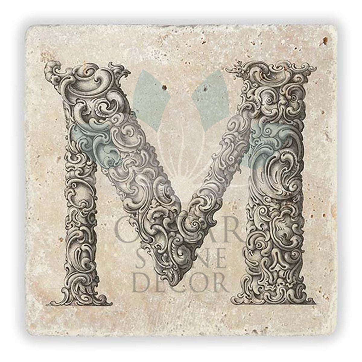 OSCAR STONE DECOR M HARFİ TEKLİ DOĞALTAŞ BARDAK ALTLIĞI / BA-M1 (COASTER)