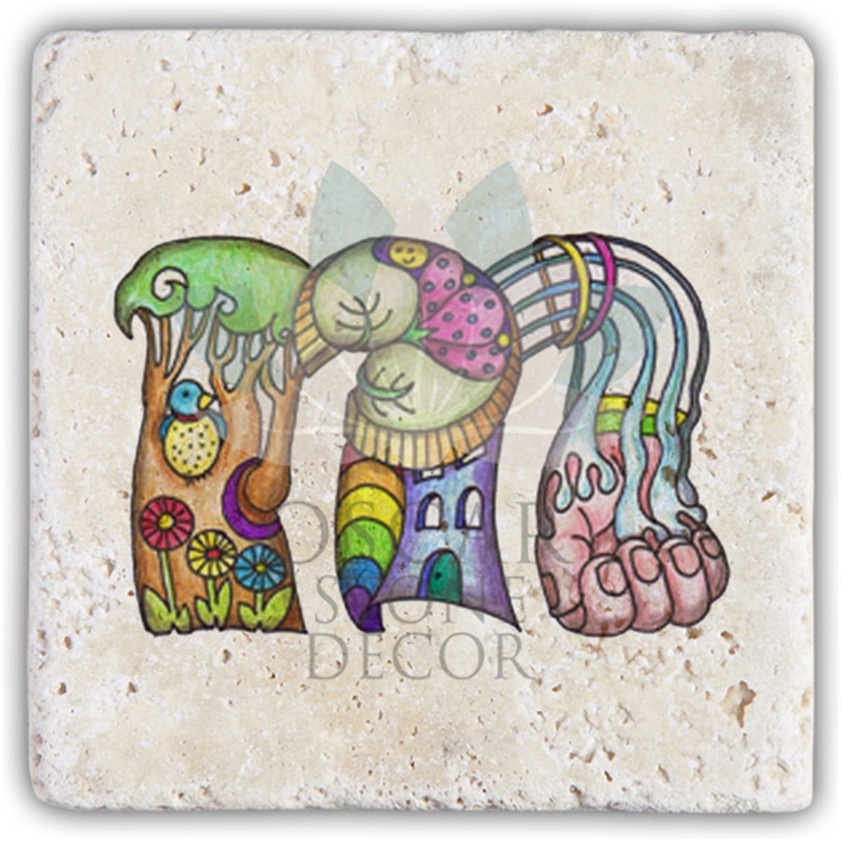 OSCAR STONE DECOR M HARFİ TEKLİ DOĞALTAŞ BARDAK ALTLIĞI / BA-M5 (COASTER)