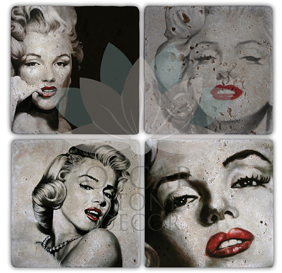 OSCAR STONE DECOR MARILYN 1 4'lü DOĞALTAŞ BARDAK ALTLIĞI / BA123 (COASTER)