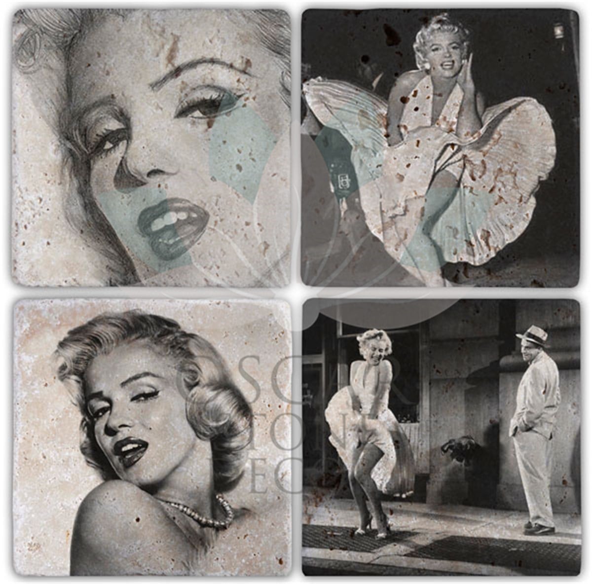 OSCAR STONE DECOR MARILYN 2 4'lü DOĞALTAŞ BARDAK ALTLIĞI / BA056 (COASTER)