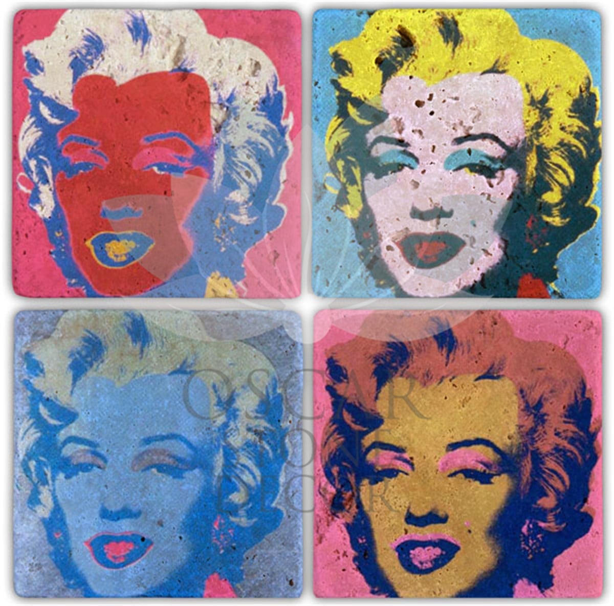 OSCAR STONE DECOR MARILYN 4'lü DOĞALTAŞ BARDAK ALTLIĞI / BA023 (COASTER)