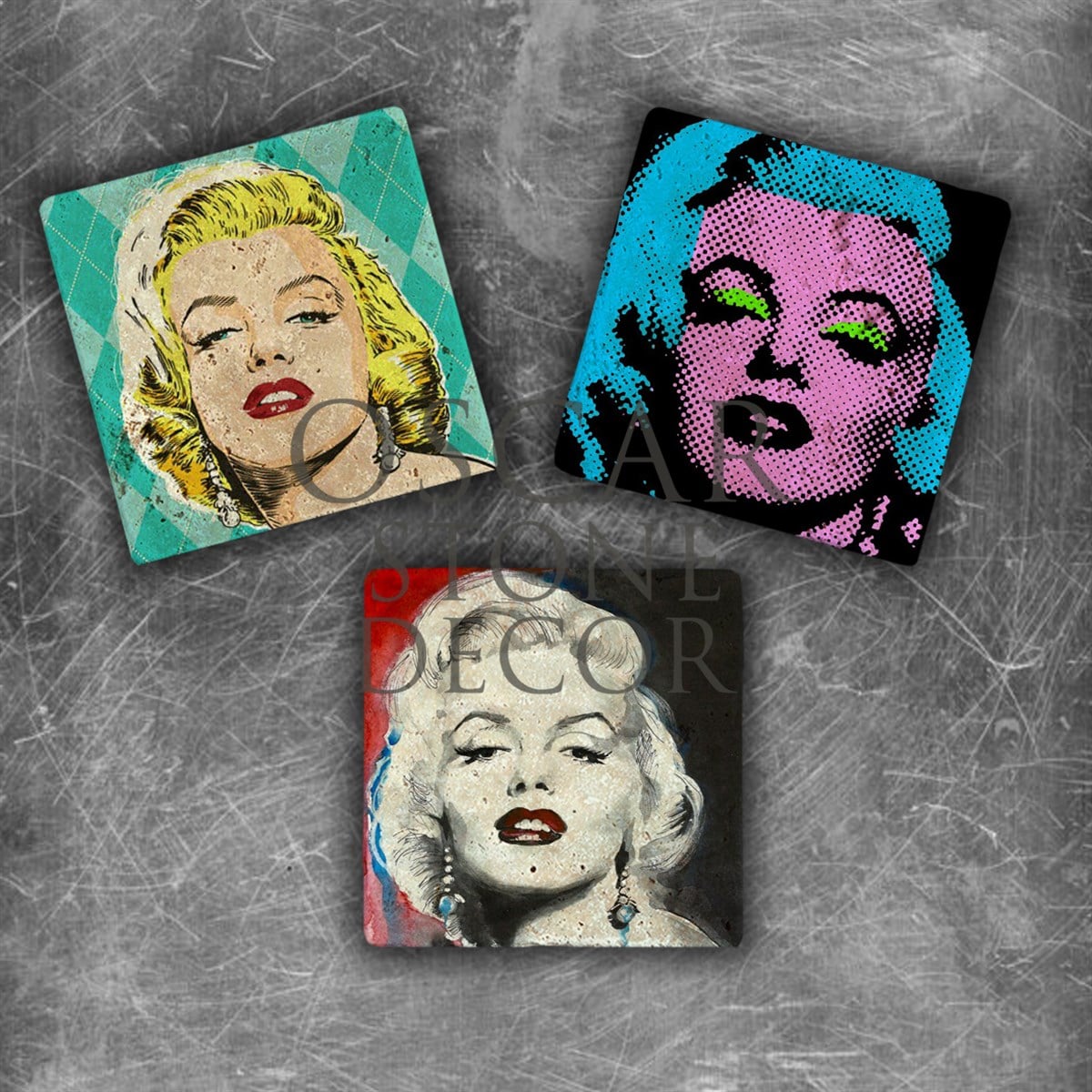 OSCAR STONE DECOR MARILYN POP DOĞALTAŞ MAGNET SETİ / MG-109