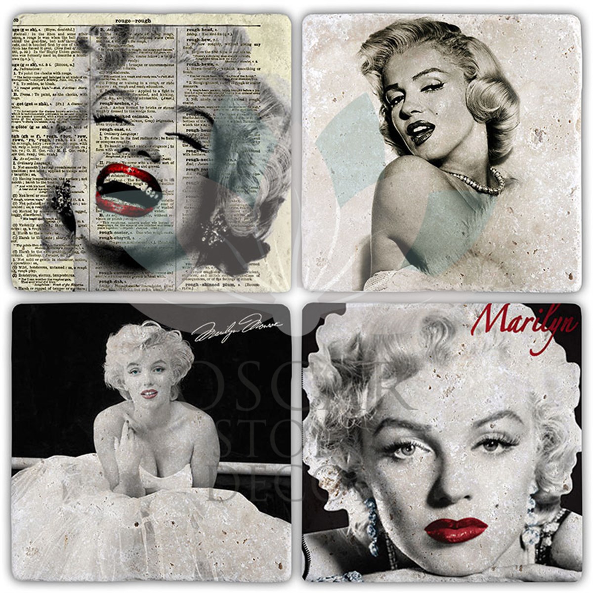 OSCAR STONE DECOR MARILYN SET 4'lü DOĞALTAŞ BARDAK ALTLIĞI / BA344 (COASTER)