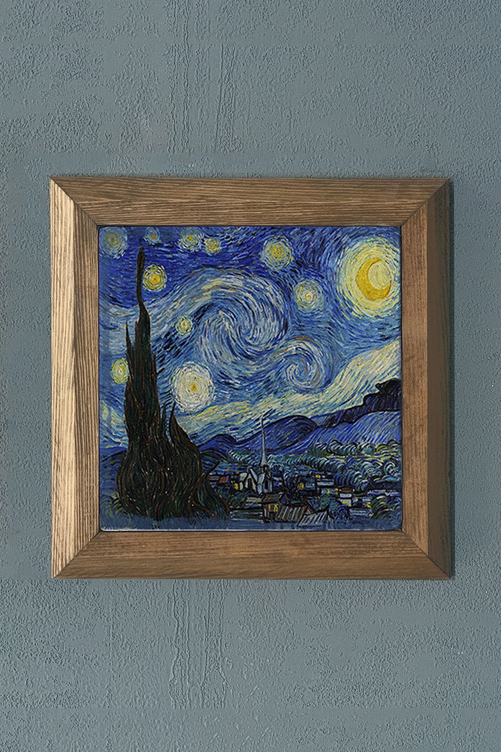 Oscar Stone Decor Masif Çerçeveli Doğaltaş Tablo 28x28 cm Vincent Van Gogh Eserleri