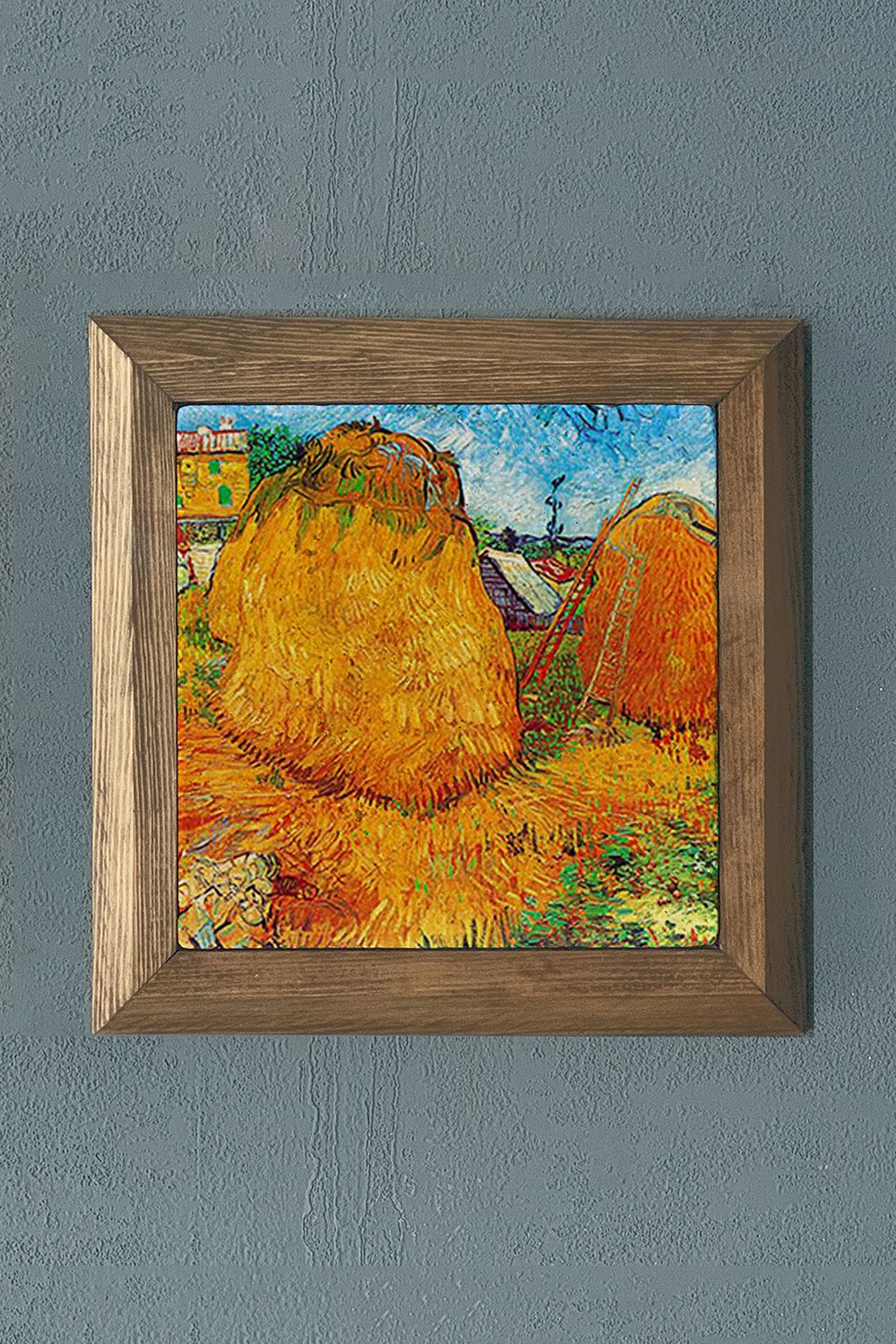 Oscar Stone Decor Masif Çerçeveli Doğaltaş Tablo 28x28 cm Vincent Van Gogh Eserleri