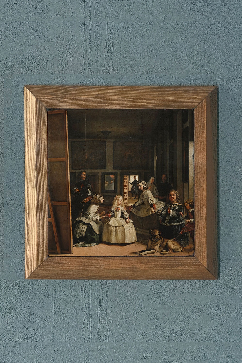 Oscar Stone Decor Masif Çerçeveli Doğaltaş Tablo 28x28 cm Las Meninas (Nedimeler) Diego Velazquez